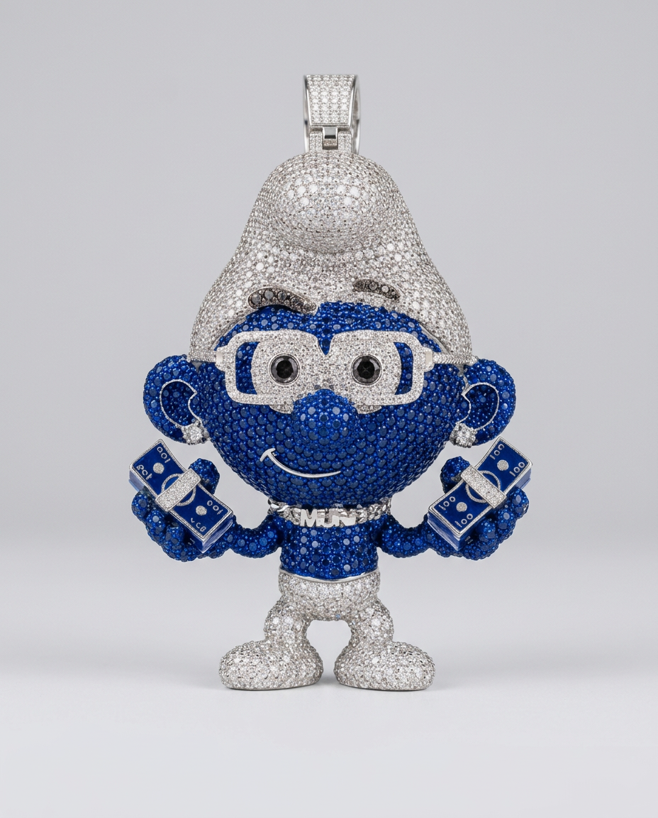 Iced Blue Character Pendant