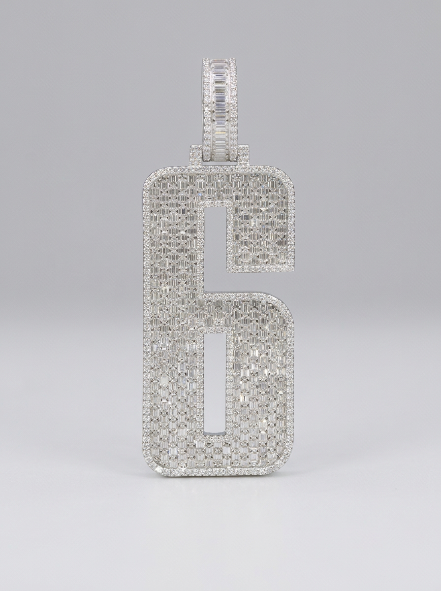 Iced Number 6 Pendant